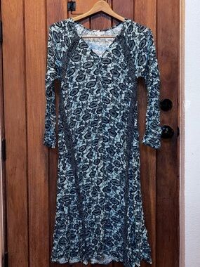 Knox Rose Blue Floral V-Neck Long Sleeve Dress